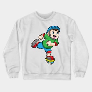 Boy as Skater with Skates & Helmet Crewneck Sweatshirt